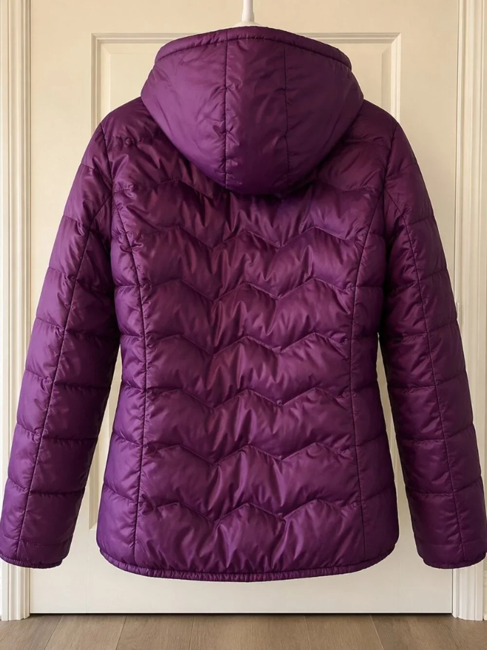 TIME & TRU Girls Purple Quilted Puffer Jacket Size 4-6 Removable Hood